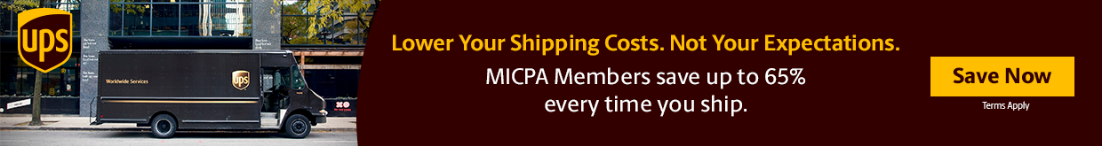 UPS. MICPA Members save up to 65% every time you ship.