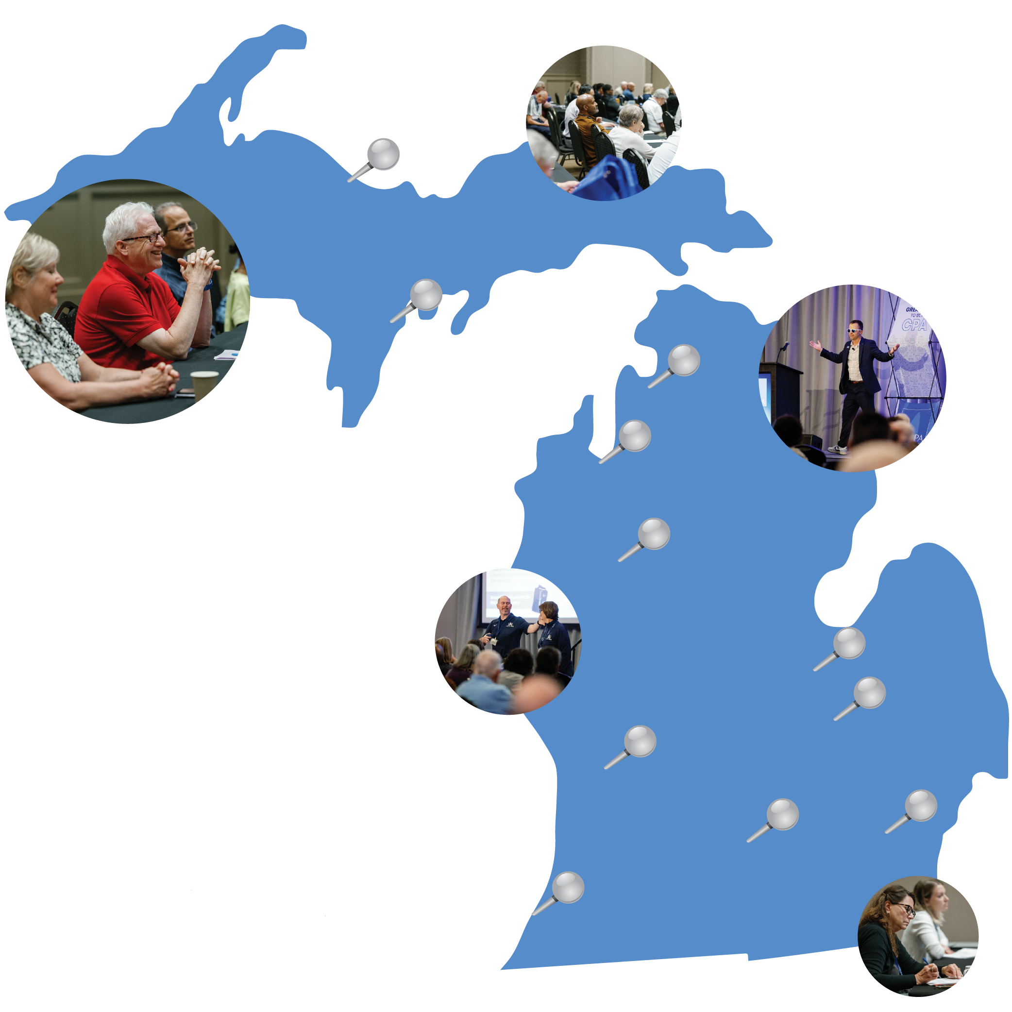 State of Michigan with map points